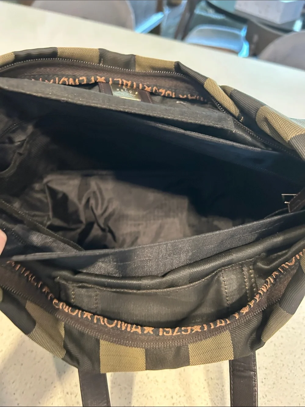 Fendi Pequin Foldable Tote | w/ Insert| Zip Top | Classic Stripe - Picture 14 of 16
